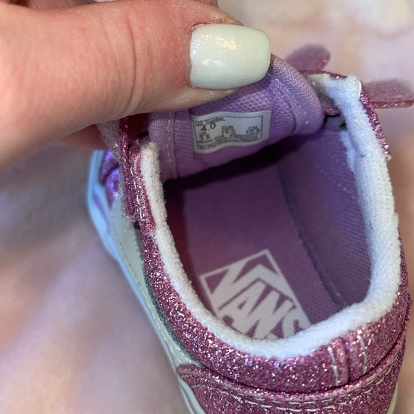 Vans Old Skool V Glitter Skate Shoe - Baby / Toddler - Lilac - Picture 12 of 16